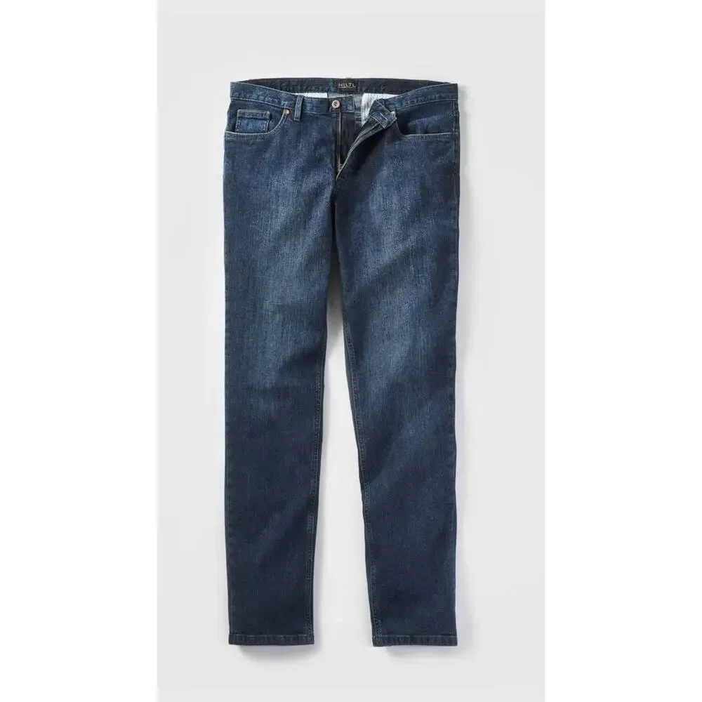 Hiltl Dude Mens Slim Straight Blue Stretch Denim Premium Luxury Jeans Size 38x32